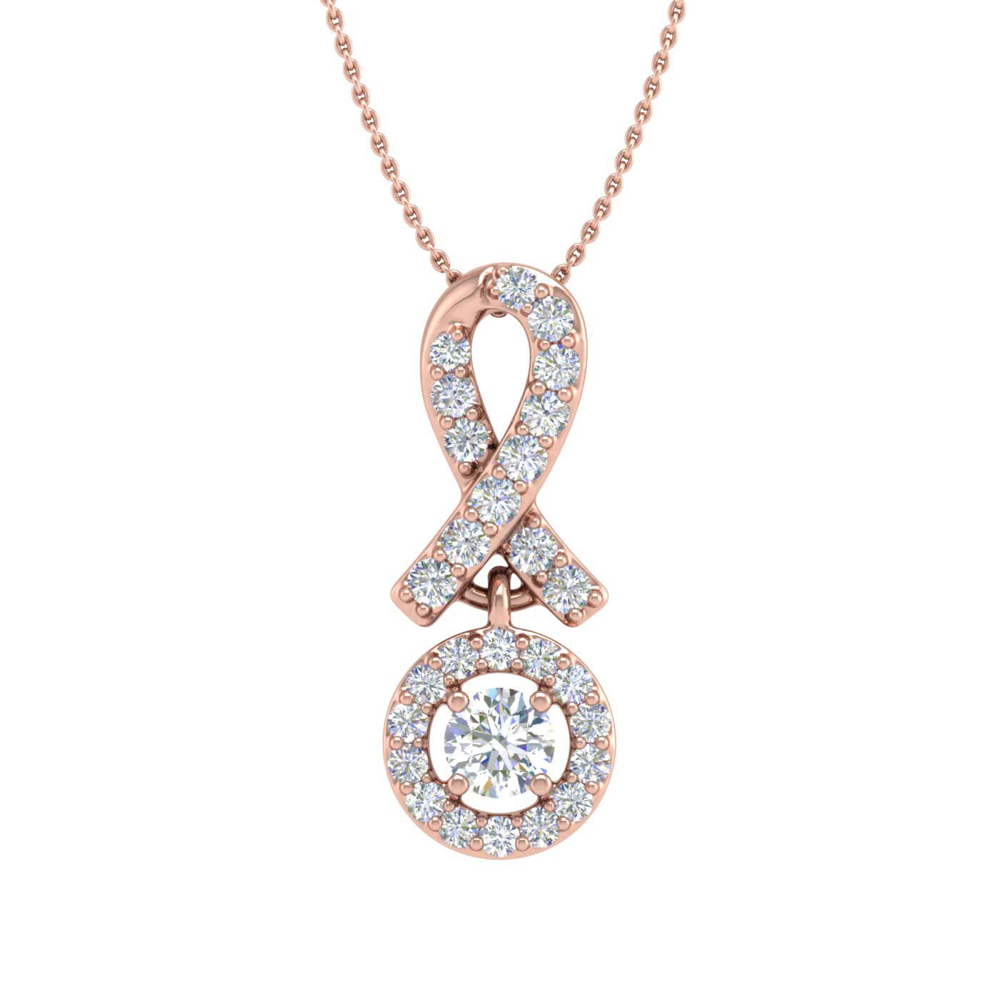 1/4 Carat Diamond Circle Drop Pendant Necklace in Gold (Silver Chain Included) - IGI Certified-thumbnail-2