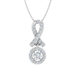1/4 Carat Diamond Circle Drop Pendant Necklace in  White Gold (Silver Chain Included) - IGI Certified-Preview-1