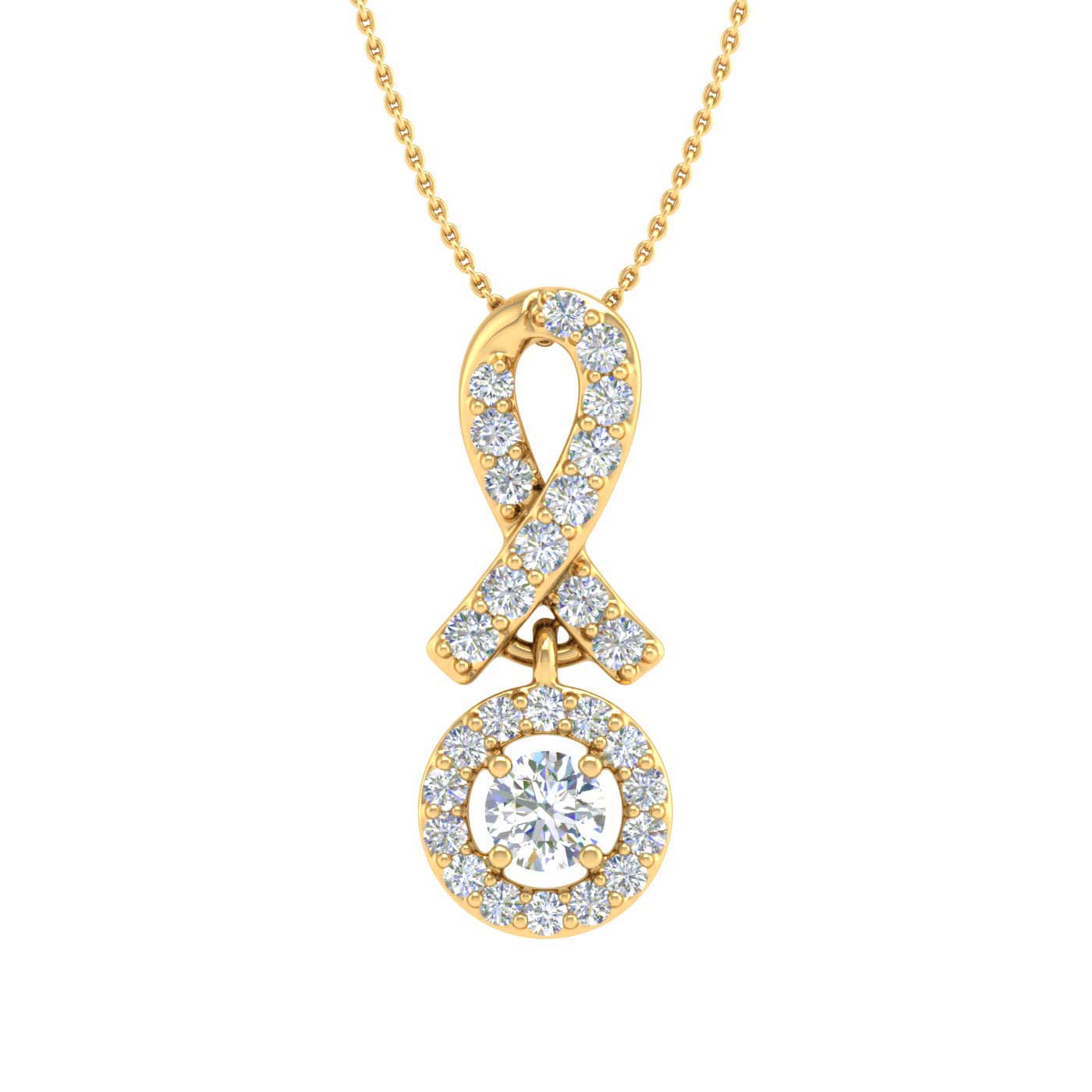 1/4 Carat Diamond Circle Drop Pendant Necklace in Gold (Silver Chain Included) - IGI Certified