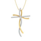 1/5 Carat Diamond Cross Pendant Necklace in Gold (Silver Chain Included) - IGI Certified