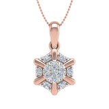 1/4 Carat Diamond Cluster Pendant Necklace in Gold (Silver Chain Included) - IGI Certified