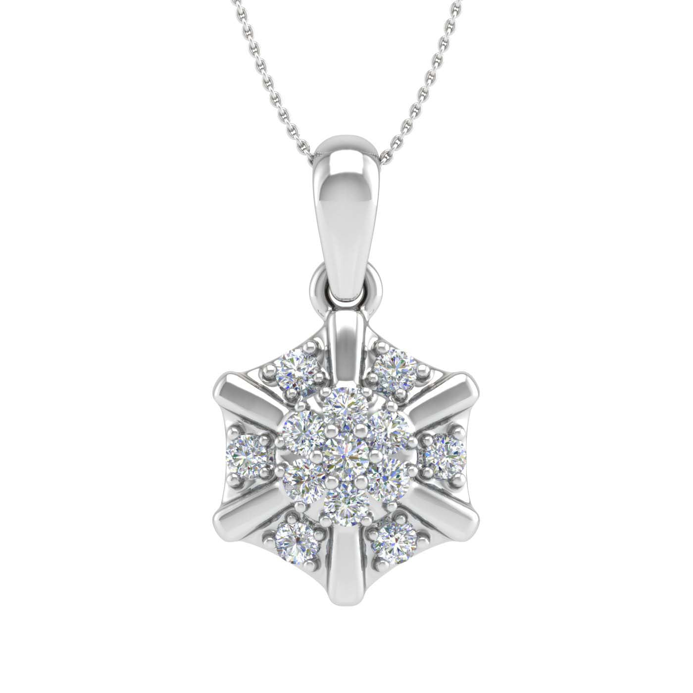 1/4 Carat Diamond Cluster Pendant Necklace in Gold