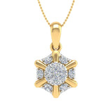 1/4 Carat Diamond Cluster Pendant Necklace in Gold (Silver Chain Included) - IGI Certified
