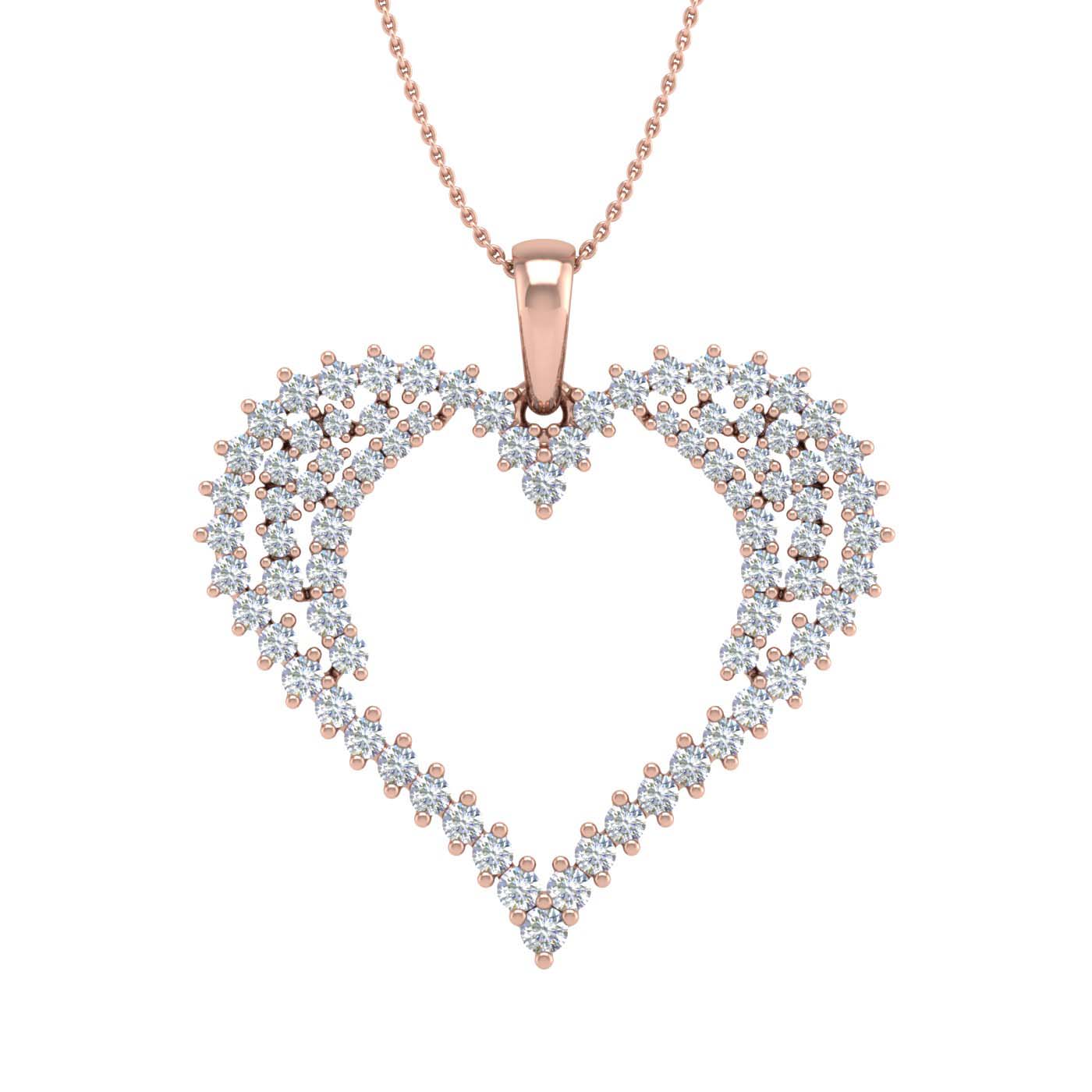 1/2 Carat Diamond Heart Pendant Necklace in Gold (Silver Chain Included) -Preview 9