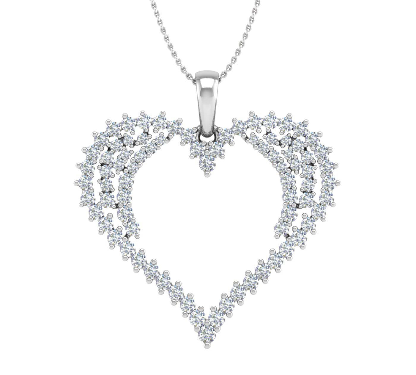 1/2 Carat Diamond Heart Pendant Necklace in Gold (Silver Chain Included) -Preview 10
