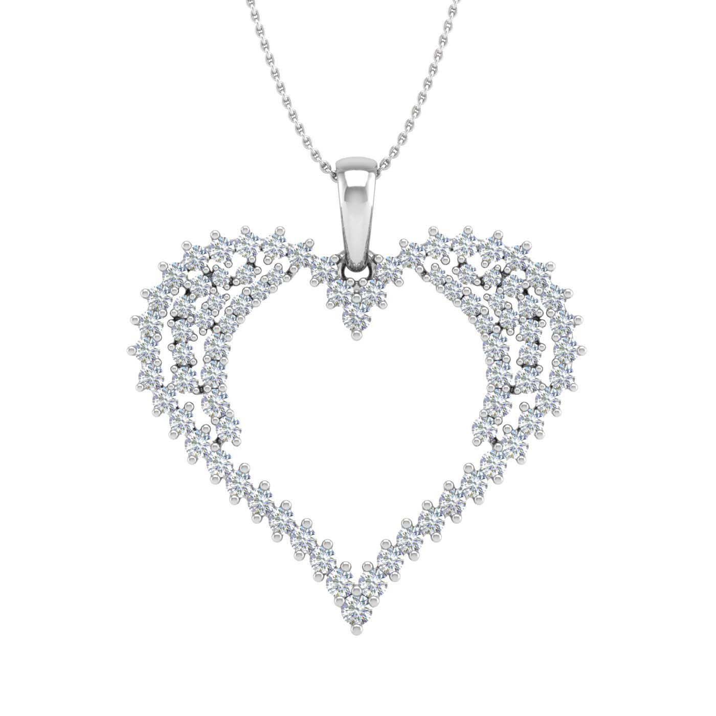 1/2 Carat Diamond Heart Pendant Necklace in Gold (Silver Chain Included) -Preview 10