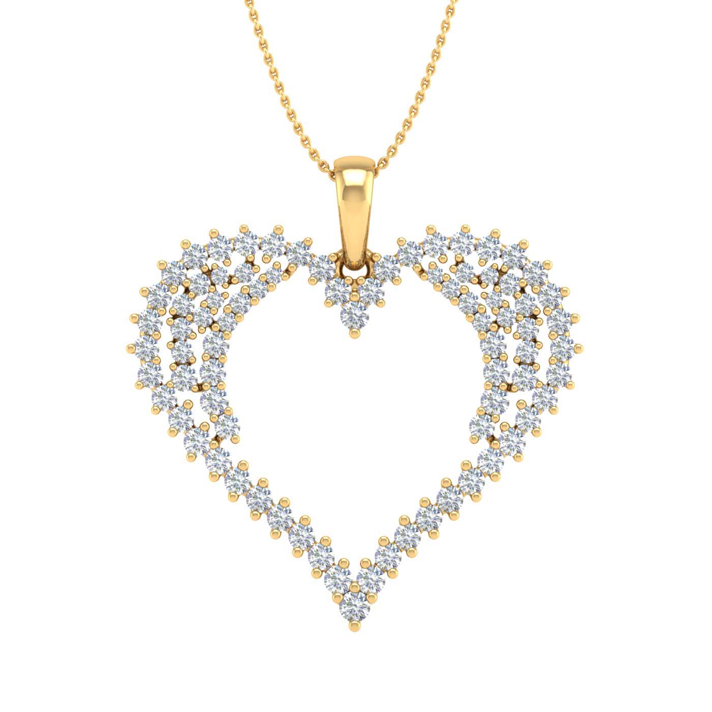 1/2 Carat Diamond Heart Pendant Necklace in Gold (Silver Chain Included) -Preview 8