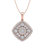 1/2 Carat Diamond Cluster Pendant Necklace in Gold (Silver Chain Included)