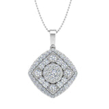 1/2 Carat Diamond Cluster Pendant Necklace in White Gold (Silver Chain Included) - IGI Certified