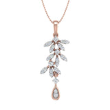 1/4 Carat Diamond Floral Drop Pendant Necklace in Gold (Silver Chain Included) - IGI Certified