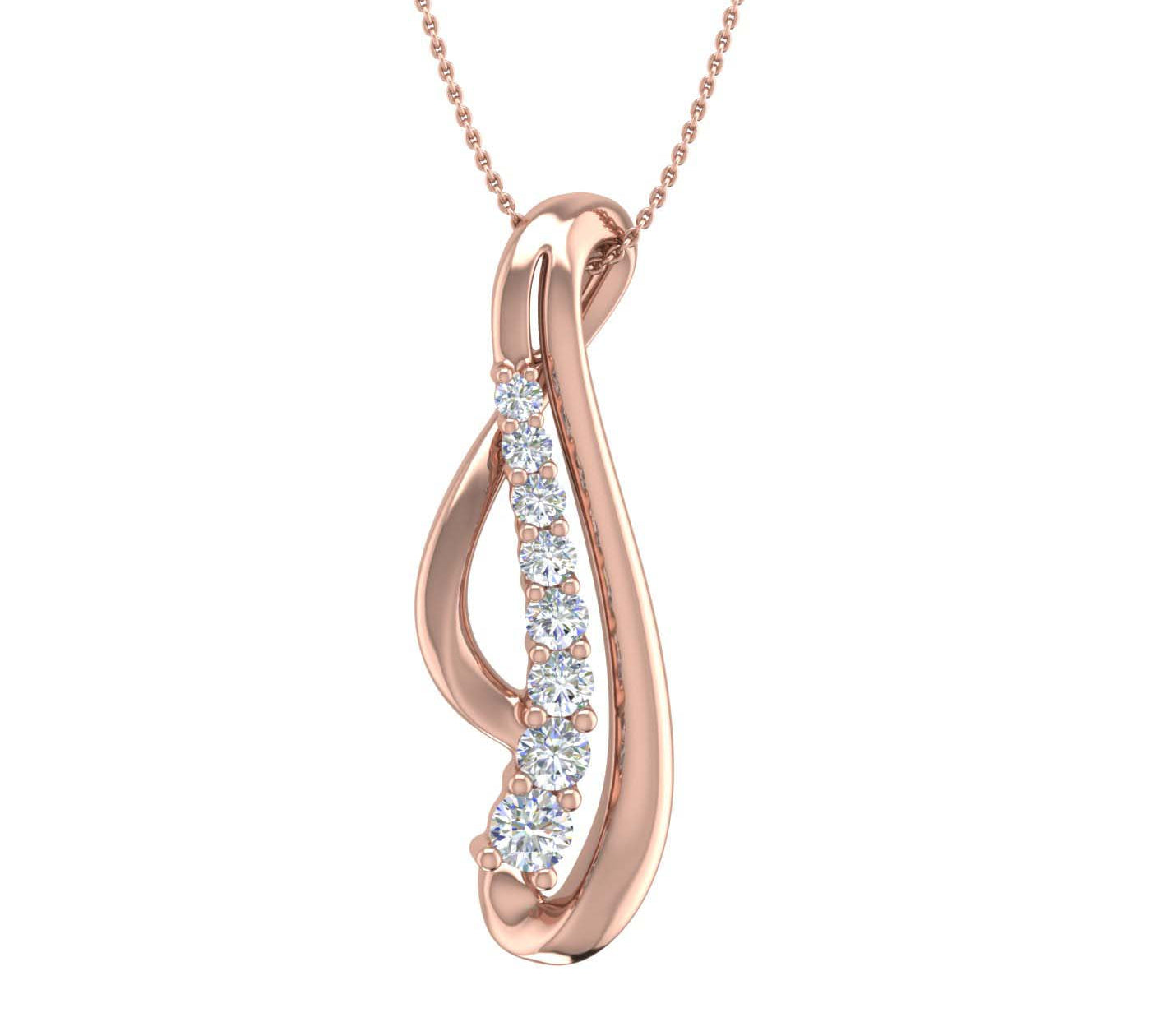 1/5 Carat Diamond Journey Pendant Necklace in Gold (Silver Chain Included) - IGI Certified