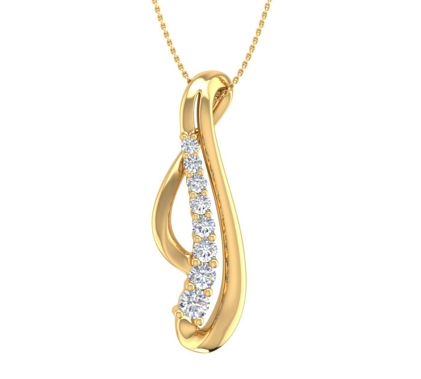 1/5 Carat Diamond Journey Pendant Necklace in Gold (Silver Chain Included) - IGI Certified
