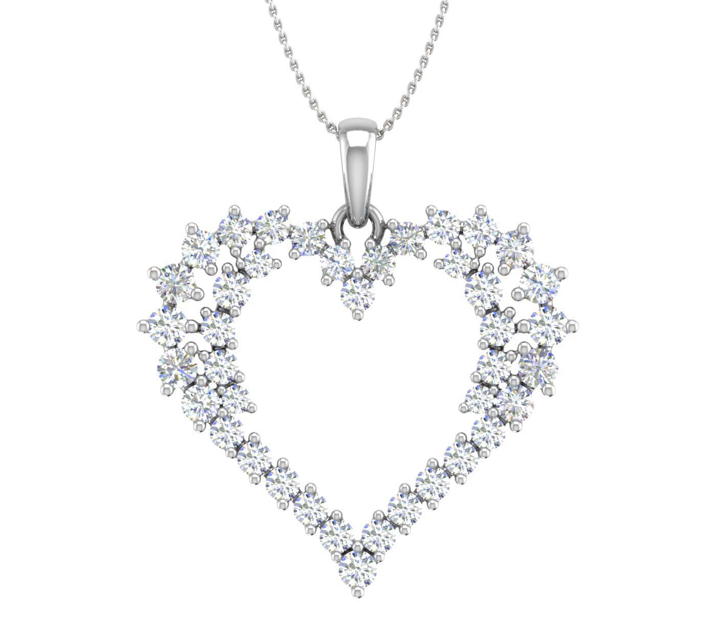 1 Carat Diamond Heart Pendant Necklace in Gold (Silver Chain Included) - IGI Certified - Preview 1