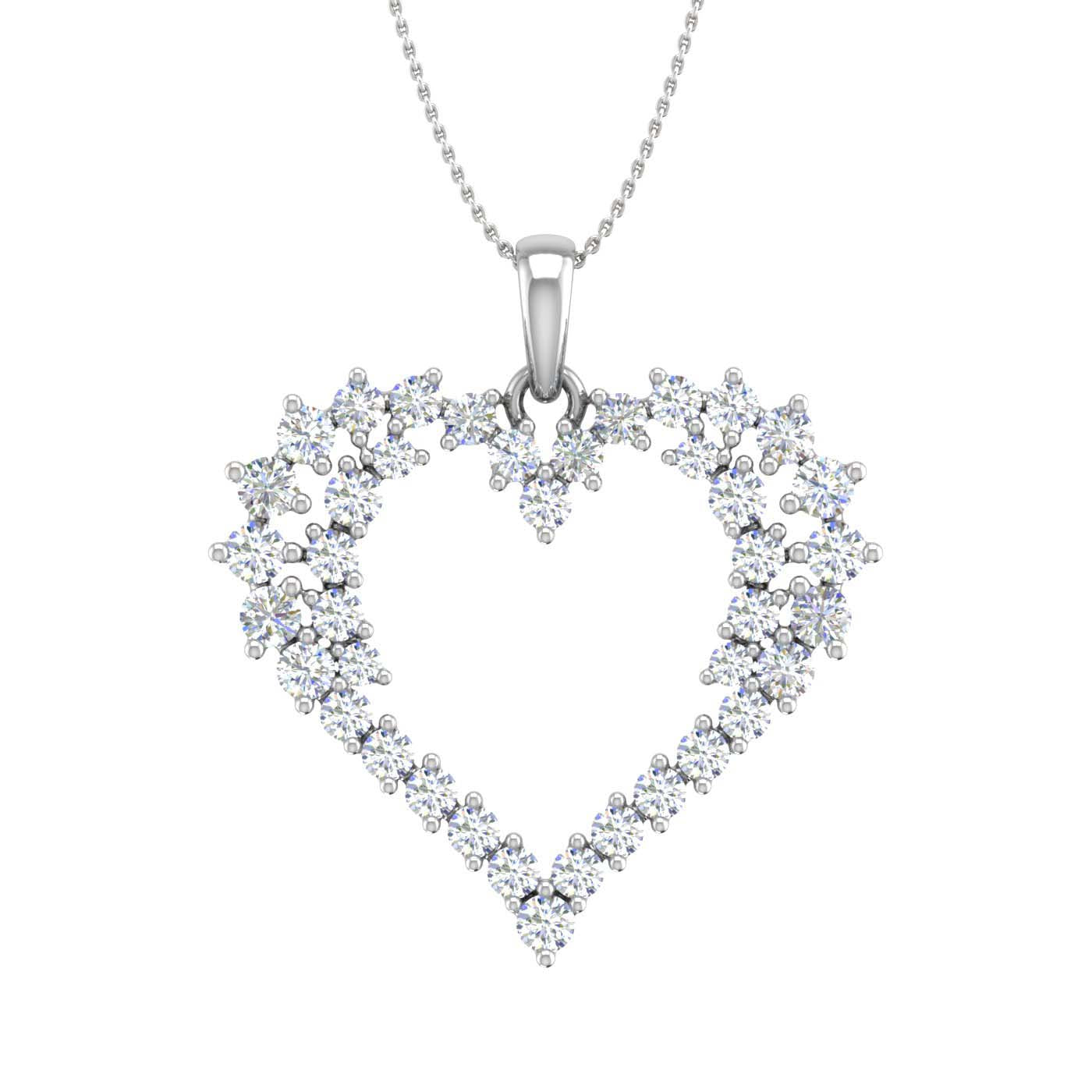 1 Carat Diamond Heart Pendant Necklace in Gold (Silver Chain Included) - IGI Certified - Preview 1