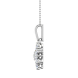1/3 Carat Diamond Halo Cluster Pendant Necklace in Gold (Silver Chain Included) - IGI Certified