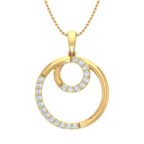 1/4 Carat Diamond Circle Pendant Necklace in Gold (Silver Cable Chain)