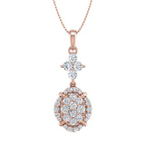 3/4 Carat Diamond Cluster Pendant Necklace in Gold (Silver Chain Included)