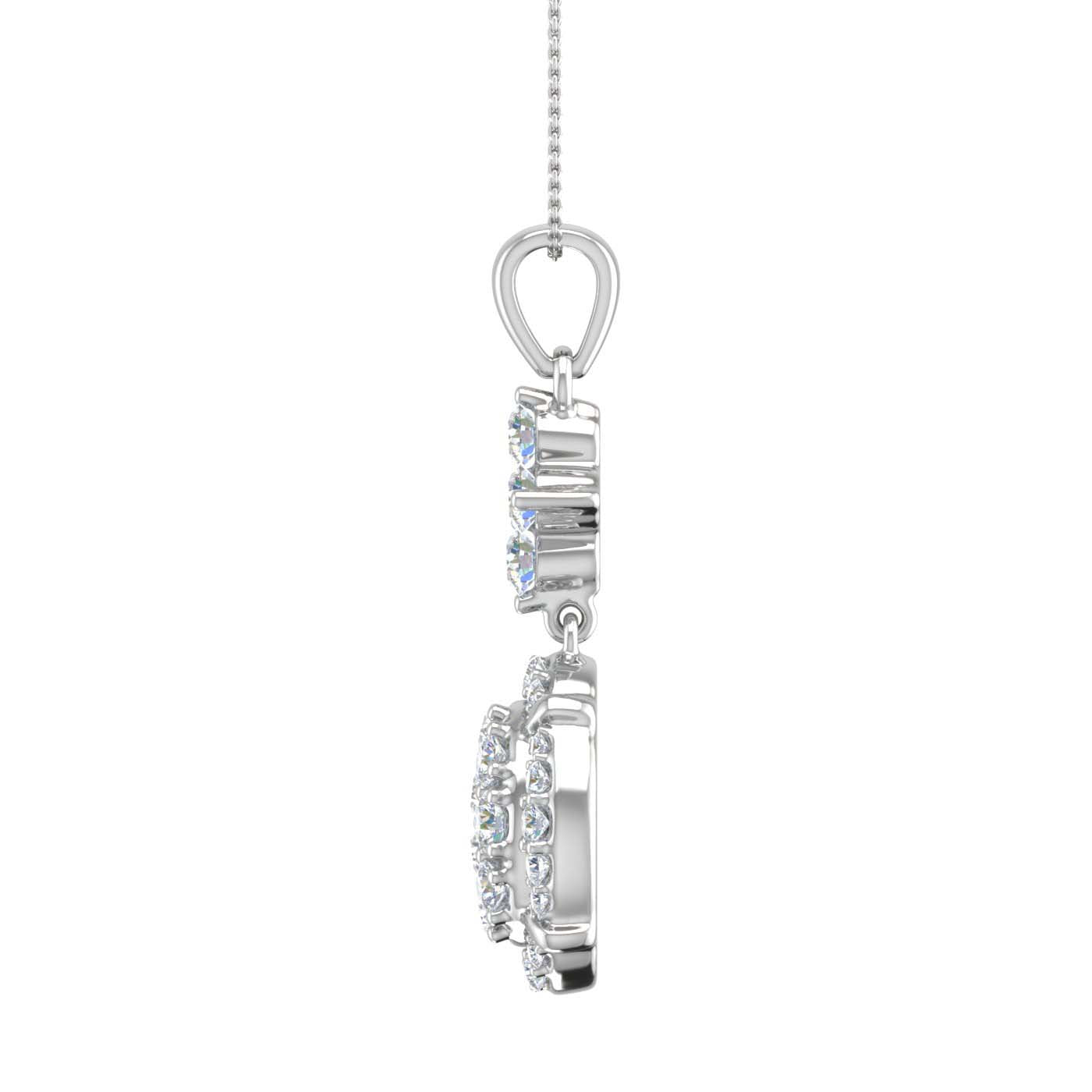 3/4 Carat Diamond Cluster Pendant Necklace in Gold (Silver Chain Included) - Preview 1