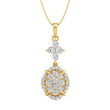 3/4 Carat Diamond Cluster Pendant Necklace in Gold (Silver Chain Included)