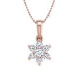 1/5 Carat 7-Stone Diamond Floral Cluster Pendant Necklace in Gold (Silver Chain Included) - IGI Certified