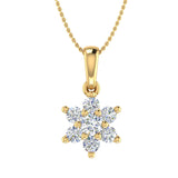 1/4 Carat 7-Stone Diamond Floral Cluster Pendant Necklace in Gold (Silver Chain Included)