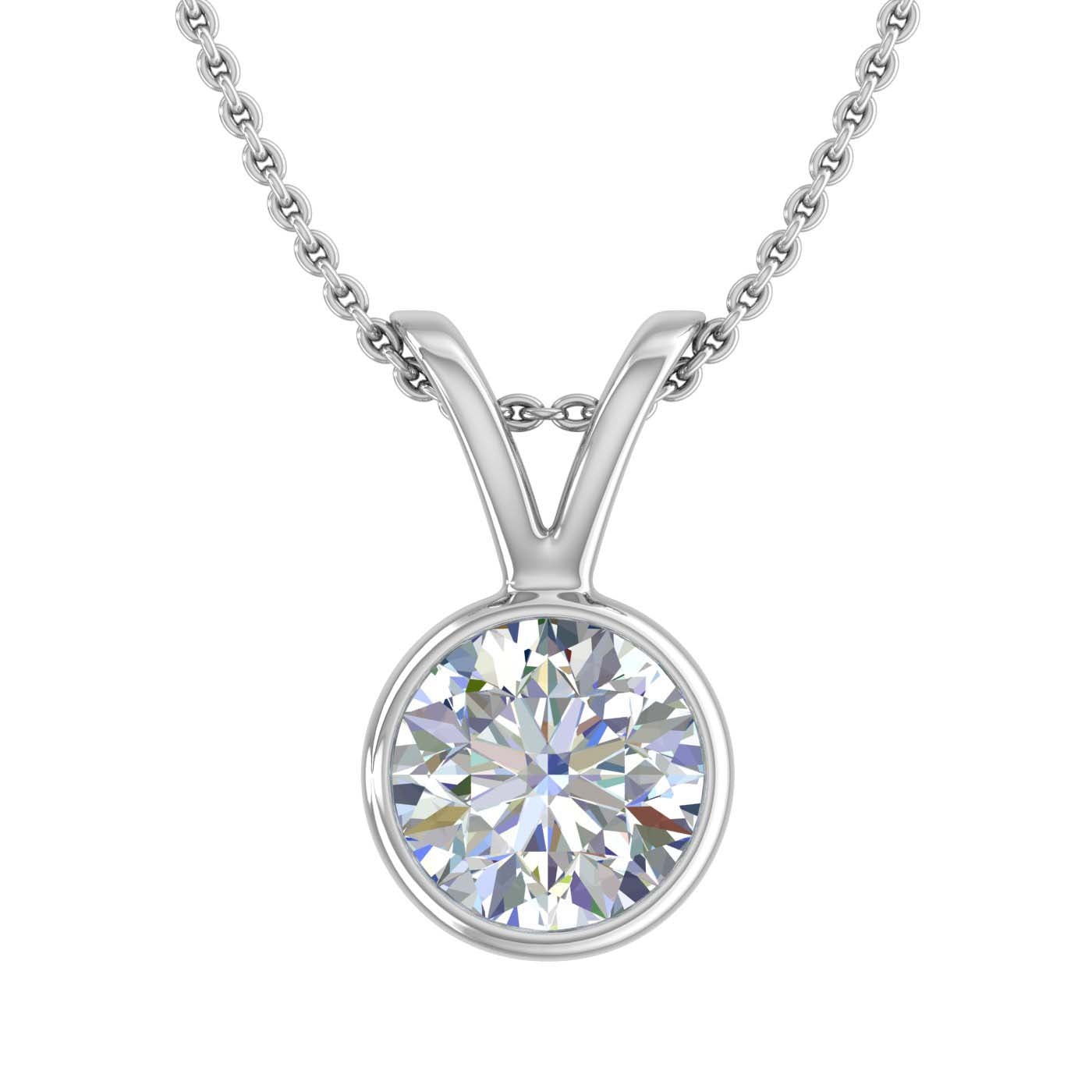 3/4 Carat Diamond Solitaire Pendant Necklace in Gold (Included Silver Chain) -Preview 10