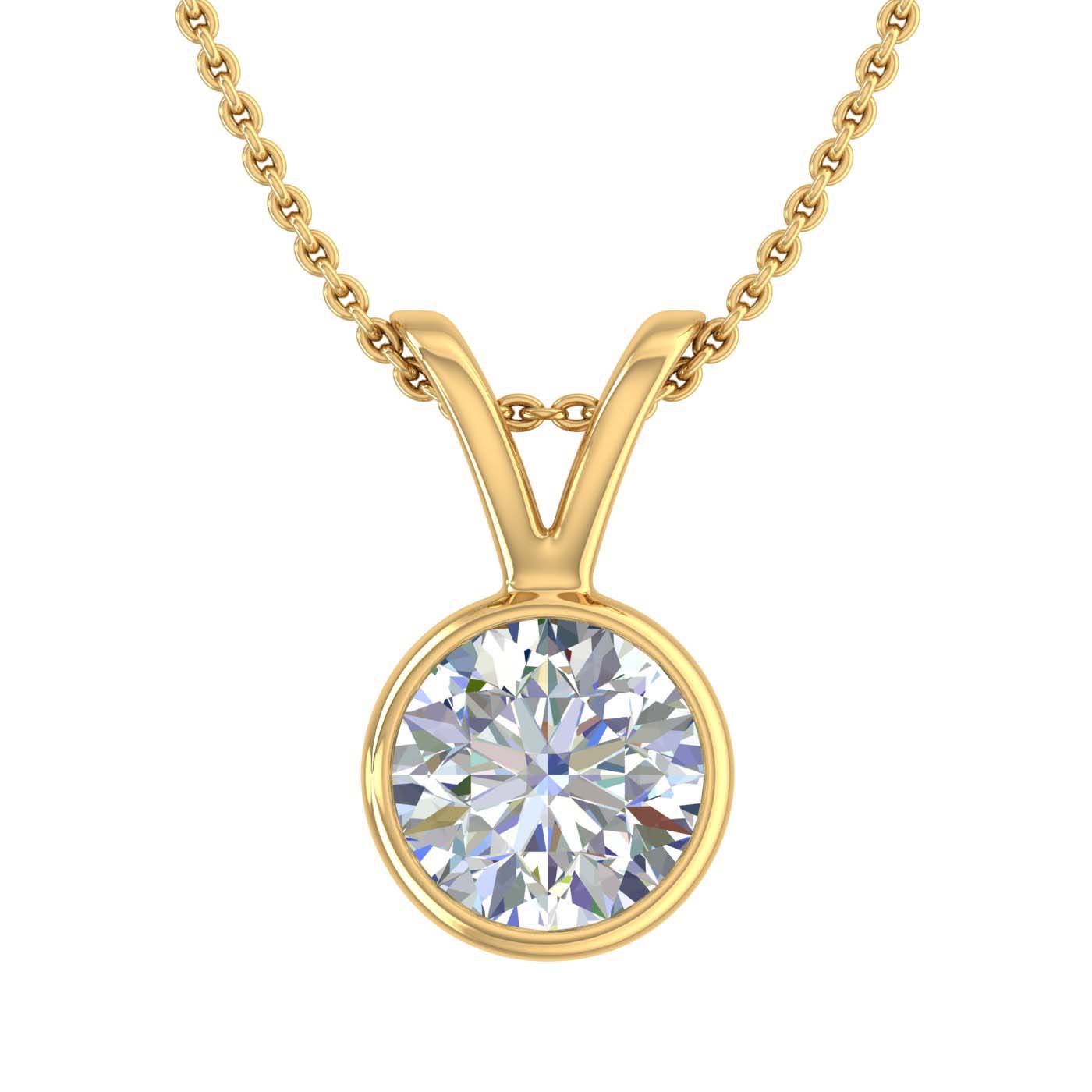 3/4 Carat Diamond Solitaire Pendant Necklace in Gold (Included Silver Chain) -Preview 8