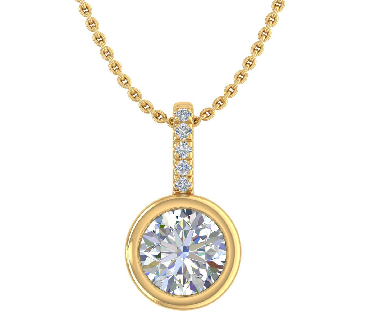 1/2 Carat Diamond Solitaire Pendant Necklace in Gold (Included Silver Chain) - IGI Certified