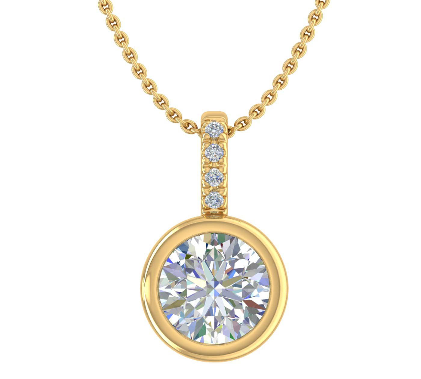 3/4 Carat Diamond Solitaire Pendant Necklace in Gold (Included Silver Chain) - IGI Certified