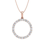 1/2 Carat Diamond Circle Pendant Necklace in Gold (Silver Chain Included) - Preview 9