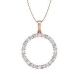1/2 Carat Diamond Circle Pendant Necklace in Gold (Silver Chain Included) - Preview 9