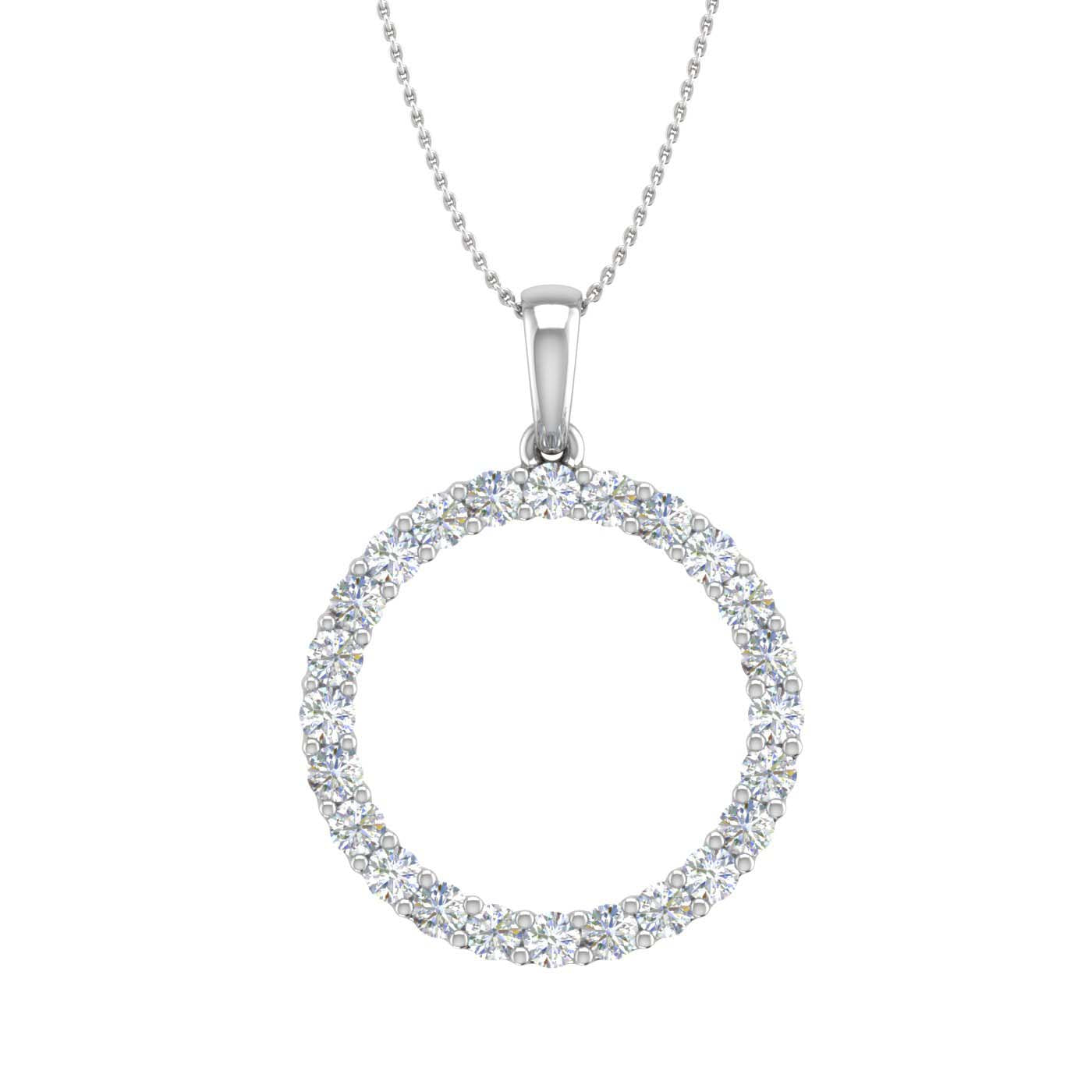 1/2 Carat Diamond Circle Pendant Necklace in Gold (Silver Chain Included) - Preview 10