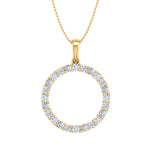1/2 Carat Diamond Circle Pendant Necklace in Gold (Silver Chain Included) - Preview 8