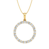 1/2 Carat Diamond Circle Pendant Necklace in Gold (Silver Chain Included) - Preview 8