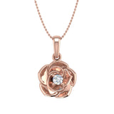 0.05 Carat Diamond Floral Rose Pendant Necklace in Gold (Silver Chain Included)