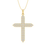 1 Carat Diamond Cross Pendant Necklace in Gold (Silver Chain Included) - IGI Certified