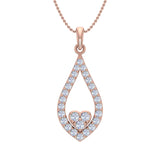 1/2 Carat 3-Stone Drop Pendant Necklace Necklace in Gold (Silver Cable Chain)