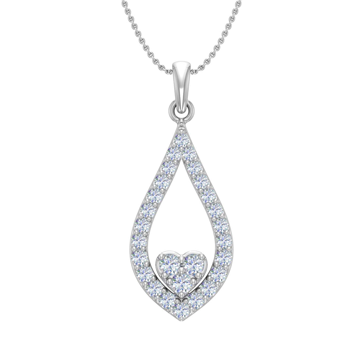 1/2 Carat 3-Stone Drop Pendant Necklace Necklace in Gold (Silver Cable Chain)