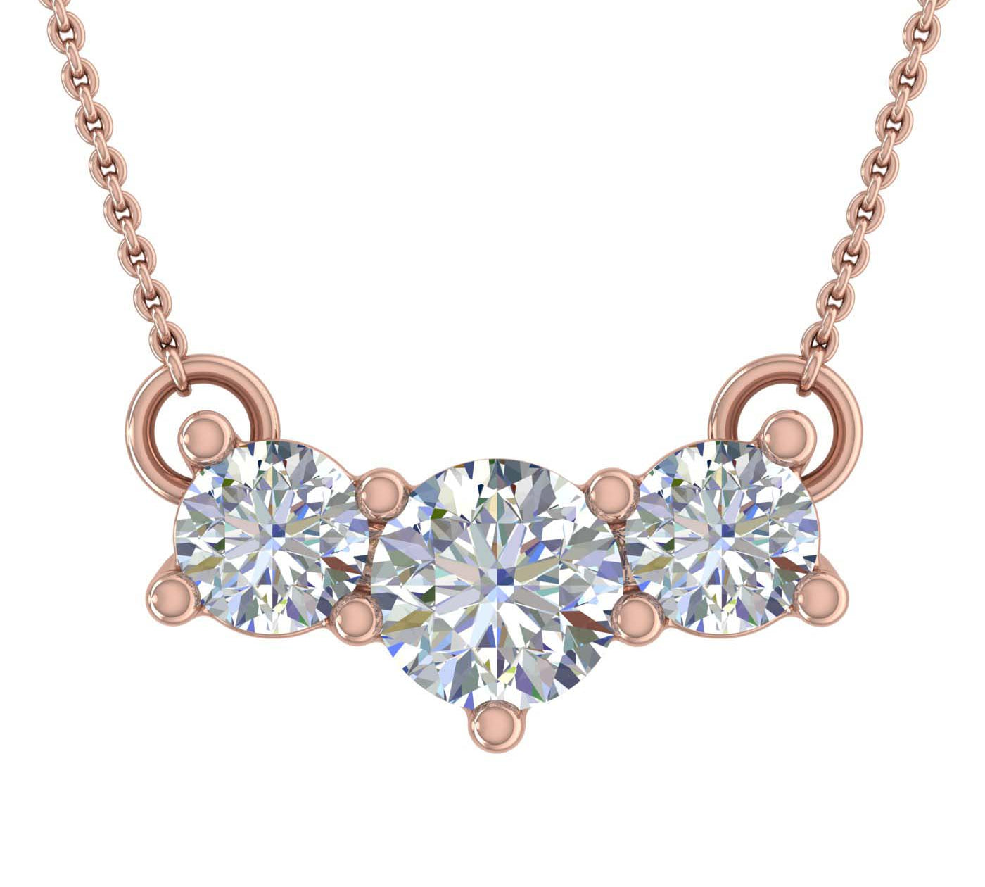 1 Carat Diamond 3-Stones Pendant Necklace in Gold