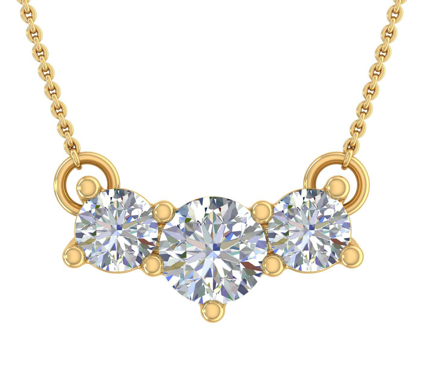 1 Carat Diamond 3-Stones Pendant Necklace in Gold