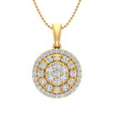 1/2 Carat Diamond Cluster Pendant Necklace in Gold (Silver Cable Chain)
