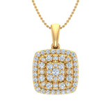 1/2 Carat Diamond Cluster Pendant Necklace in Gold (Silver Cable Chain)