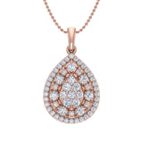 1/2 Carat Diamond Cluster Pendant Necklace in Gold (Silver Cable Chain)