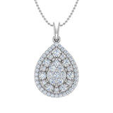 1/2 Carat Diamond Cluster Pendant Necklace in Gold (Silver Cable Chain)