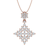 1/2 Carat Diamond Cluster Drop Pendant Necklace in Gold (Included Silver Chain) - IGI Certified