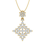 1/2 Carat Diamond Cluster Drop Pendant Necklace in Gold (Included Silver Chain)