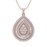 1 Carat Diamond Cluster Pendant Necklace in Gold (Silver Cable Chain)