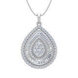 1 Carat Diamond Cluster Pendant Necklace in Gold (Silver Cable Chain)