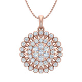 3/4 Carat Diamond Cluster Pendant Necklace in Gold (Silver Cable Chain)