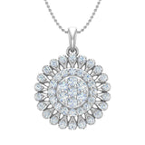 3/4 Carat Diamond Cluster Pendant Necklace in Gold (Silver Cable Chain)